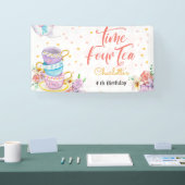 Tijd vier thee, vierde thee verjaardag spandoek (Beurs)
