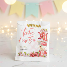Tijd vier thee, vierde verjaardag voor kinderen bedankzakje