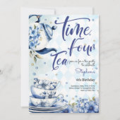 Tijd vier thee, vierde verjaardag voor kinderen kaart (Voorkant)