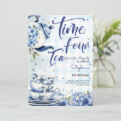 Tijd vier thee, vierde verjaardag voor kinderen kaart (Staand voorkant)