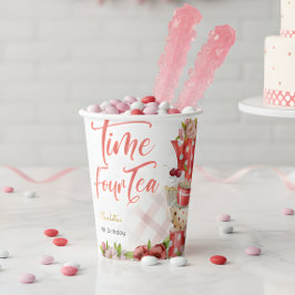 Tijd vier thee, vierde verjaardag voor kinderen papieren bekers