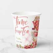 Tijd vier thee, vierde verjaardag voor kinderen papieren bekers (Voorkant)