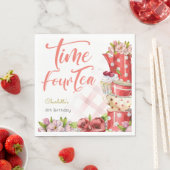 Tijd vier thee, vierde verjaardag voor kinderen servet (Insitu)