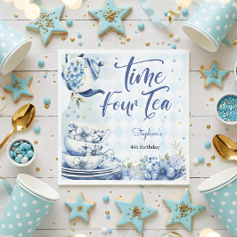 Tijd vier thee, vierde verjaardag voor kinderen servet