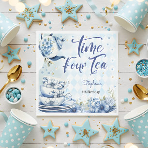 Tijd vier thee, vierde verjaardag voor kinderen servet