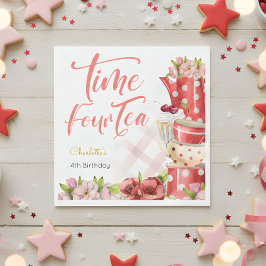 Tijd vier thee, vierde verjaardag voor kinderen servet