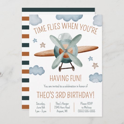 Tijd vliegt als je een vun vliegtuig hebt. kaart (Voorkant / Achterkant)