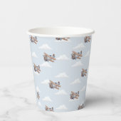 Tijd vliegt, blauw Vliegtuig Reizen Papieren Bekers (Achterkant)