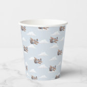 Tijd vliegt, blauw Vliegtuig Reizen Papieren Bekers (Voorkant)