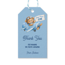 Tijd vliegt BLUE Vliegtuig Teddybeer 1e Verjaardag
