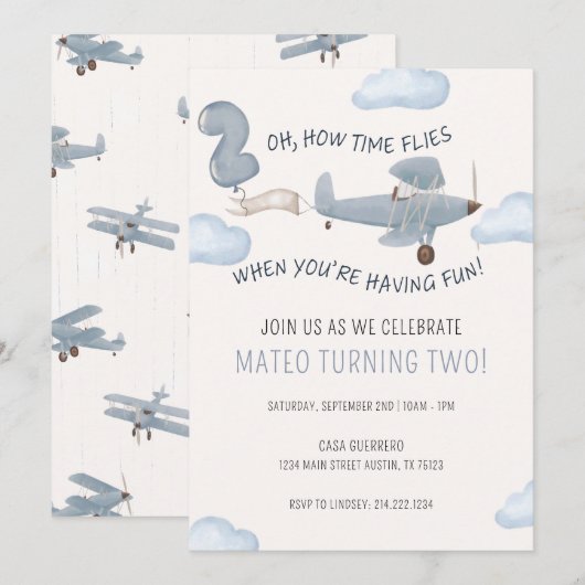 TIJD VLIEGT VERJAARDAG KAART (Voorkant / Achterkant)