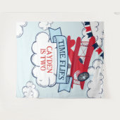 Tijd vliegt verjaardag van het vliegtuig wandkleed (Voorkant (horizontaal))