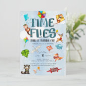 Tijd vliegt | Vlieger Thema 1e Verjaardagsfeestje Kaart (Staand voorkant)