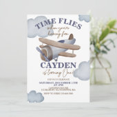 Tijd vliegt vliegtuig eerste uitnodiging van vrijd (Staand voorkant)