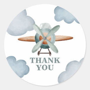 Tijd vliegt vliegtuig verjaardag bedankt ronde sticker