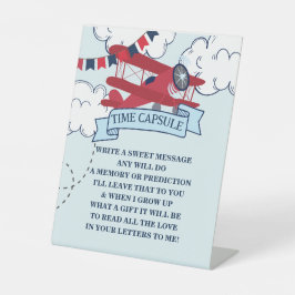 Tijd vliegt Vliegtuig Verjaardag Tijd Capsule Reclamebord Met Voetstuk