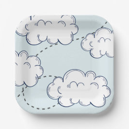 Tijd vliegt vliegtuig wolken verjaardag papieren bordje