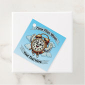 "tijd vliegt wanneer" vliegende klok bedankjes labels (In situ)