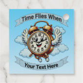 "tijd vliegt wanneer" vliegende klok bedankjes labels (Achterkant)