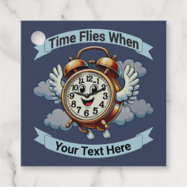  "tijd vliegt wanneer" vliegende klok bedankjes labels