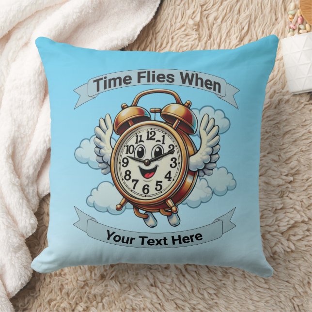  "tijd vliegt wanneer" vliegende klok kussen (Deken)