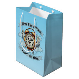  "tijd vliegt wanneer" vliegende klok medium cadeauzakje