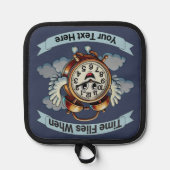  "tijd vliegt wanneer" vliegende klok pannenlap (Voorkant)