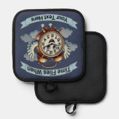  "tijd vliegt wanneer" vliegende klok pannenlap (Voorkant / Achterkant)