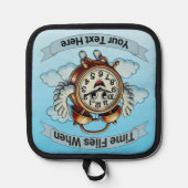  "tijd vliegt wanneer" vliegende klok pannenlap (Voorkant)