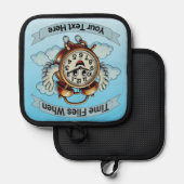  "tijd vliegt wanneer" vliegende klok pannenlap (Voorkant / Achterkant)