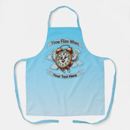  "tijd vliegt wanneer" vliegende klok schort