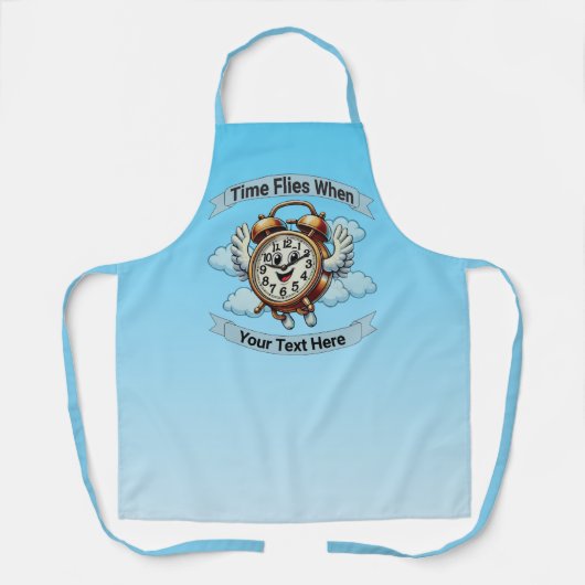  "tijd vliegt wanneer" vliegende klok schort (Voorkant)