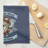 "tijd vliegt wanneer" vliegende klok theedoek (Quarter Fold)