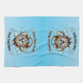  "tijd vliegt wanneer" vliegende klok theedoek (Horizontaal)