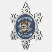 "tijd vliegt wanneer" vliegende klok tin sneeuwvlok ornament (Rechts)