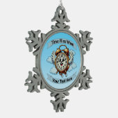  "tijd vliegt wanneer" vliegende klok tin sneeuwvlok ornament (Links)