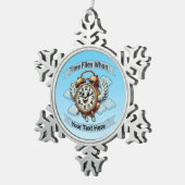  "tijd vliegt wanneer" vliegende klok tin sneeuwvlok ornament (Rechts)