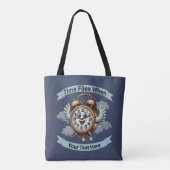 "tijd vliegt wanneer" vliegende klok tote bag (Achterkant)