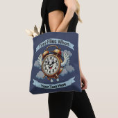 "tijd vliegt wanneer" vliegende klok tote bag (Dichtbij)