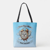 "tijd vliegt wanneer" vliegende klok tote bag (Achterkant)