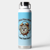 "tijd vliegt wanneer" vliegende klok waterfles (Achterkant)