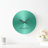 Tijd vliegt zacht groen metallisch vormig acryl grote klok (Huis)