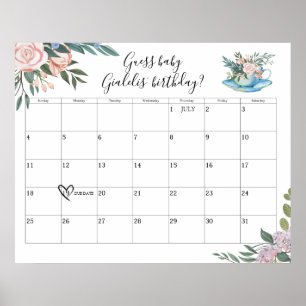 Tijd voor Baby shower van thee Vervaldatum Raad Poster