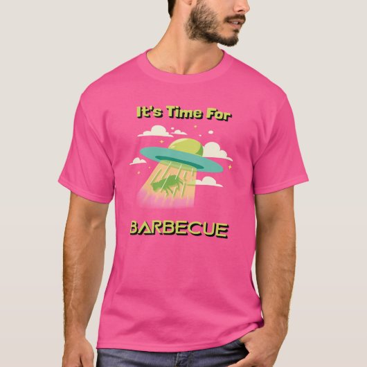 Tijd voor Barbecue Alien UFO Funny Design T-shirt (Voorkant)