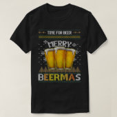 Tijd voor bierboer Merry Beermas Funny Kerstbeer L T-shirt (Design voorkant)
