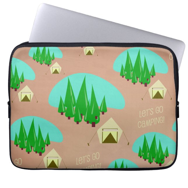 Tijd voor Camping Retro Style Pattern Laptop Sleeve (Voorkant)
