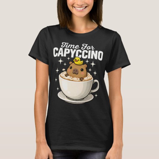 Tijd voor Capyccino Grappige Capybara T-shirt (Voorkant)