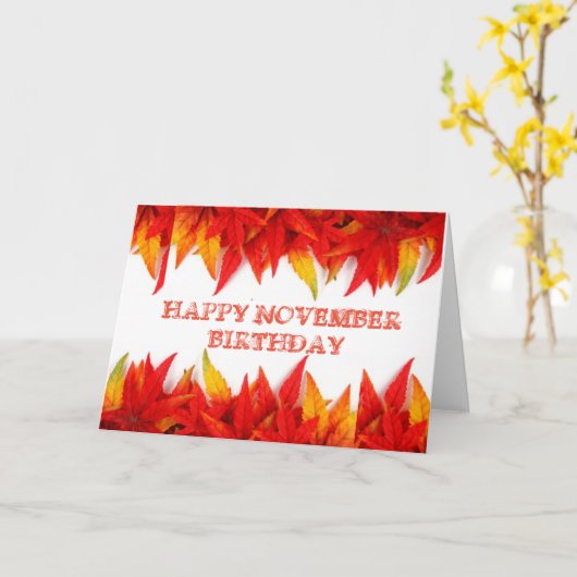 TIJD VOOR "CELEBRATE NOVEMBER BIRTHDAY"-KAART KAART (Gele Bloem)