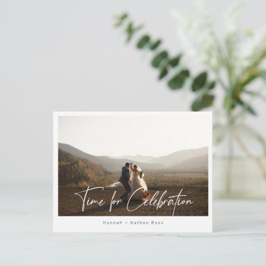 Tijd voor Celebrement Elopement Foto Aankondigingskaart (Staand voorkant)