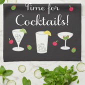 Tijd voor Classic Retro Drinken Black voor Cocktai Theedoek (Gevouwen)